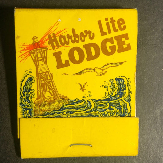 Fort Bragg, CA Harbor Lite Lodge Full Matchbook c1973-79 Seagull Sunset Buoy