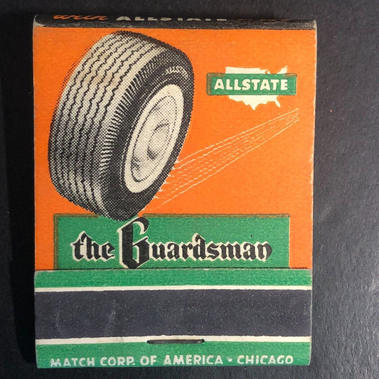 Allstate Tires "The Guardsman" Sold Only by Sears Full Matchbook c1954-60's