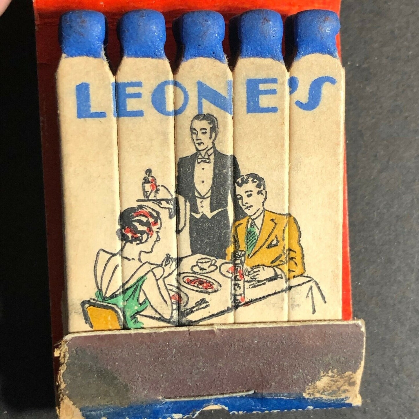 Mother Leone's Restaurant Hollywood c1950's-60's Full FEATURE Matchbook