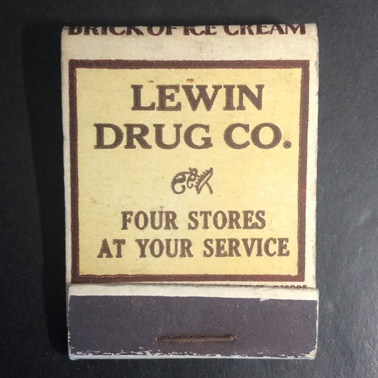 Lewin Drug Co. SF, CA Victor Ice Cream "Take Home a Brick" Matchbook c1940's*