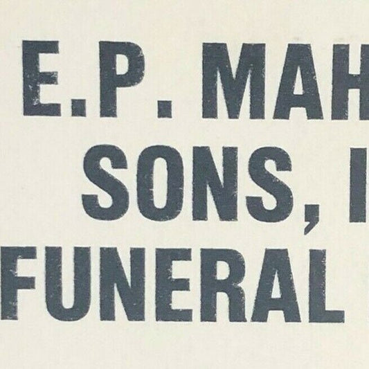1980's Full Matchbook "E.P. Mahar & Sons, INC Funeral Home" Bennington, VT