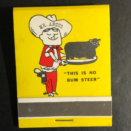 Mr. Angus Black Angus Steak Houses Full Matchbook c1960's-73 VGC Scarce