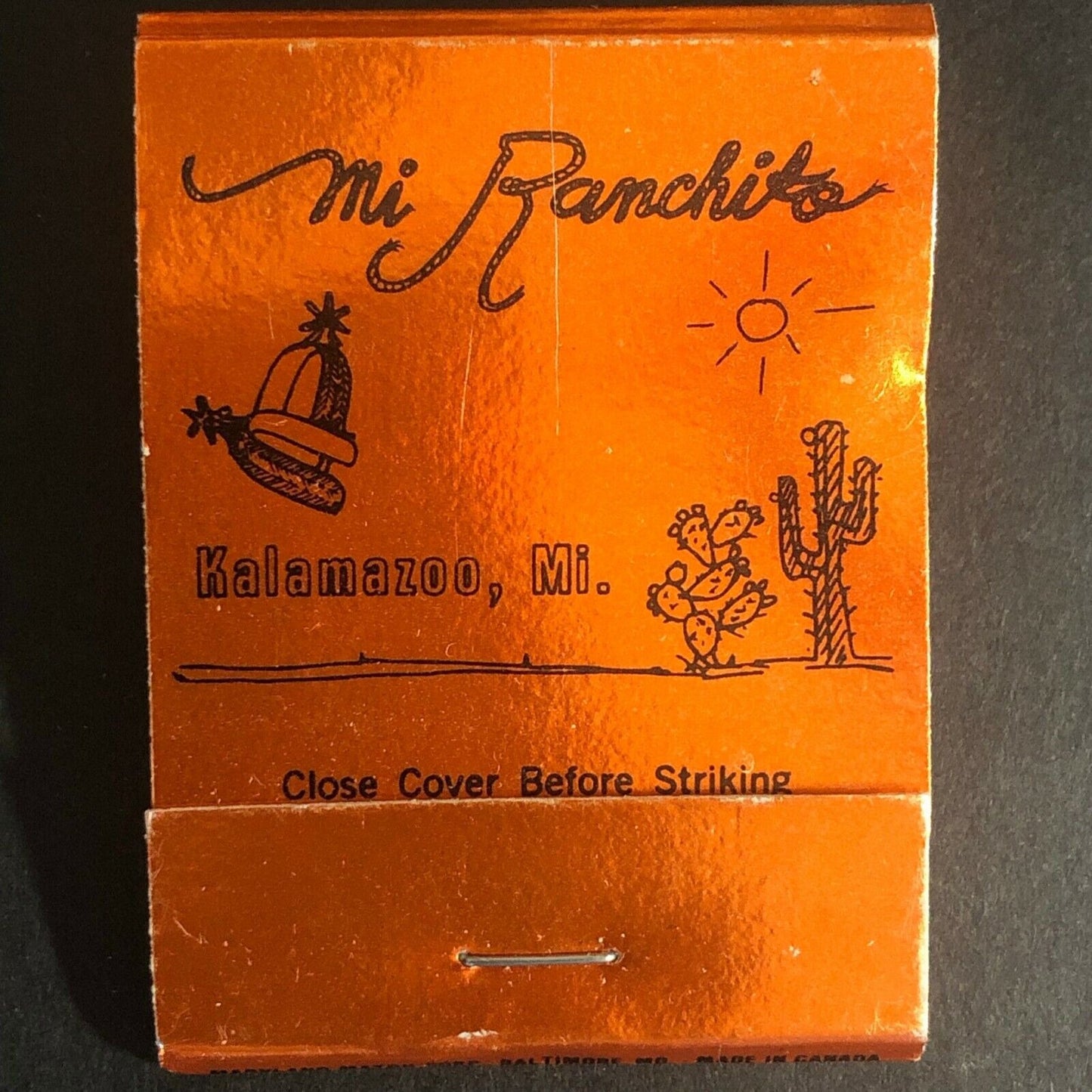 Mi Ranchito Restaurant Kalamazoo, MI Cactus c1970's-80's Full Matchbook