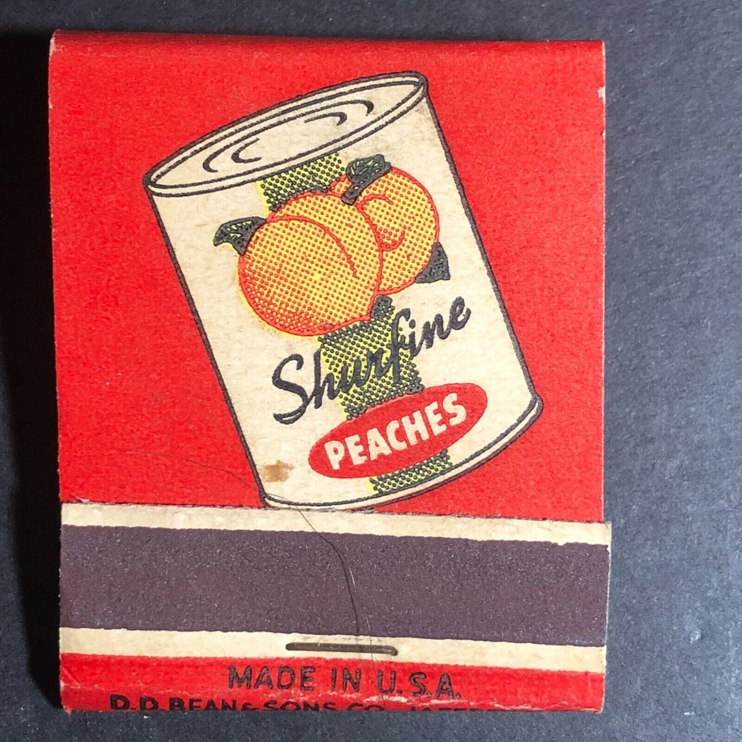 Scarce 1930's-40's Full Matchbook Shurfine Fruits Peaches