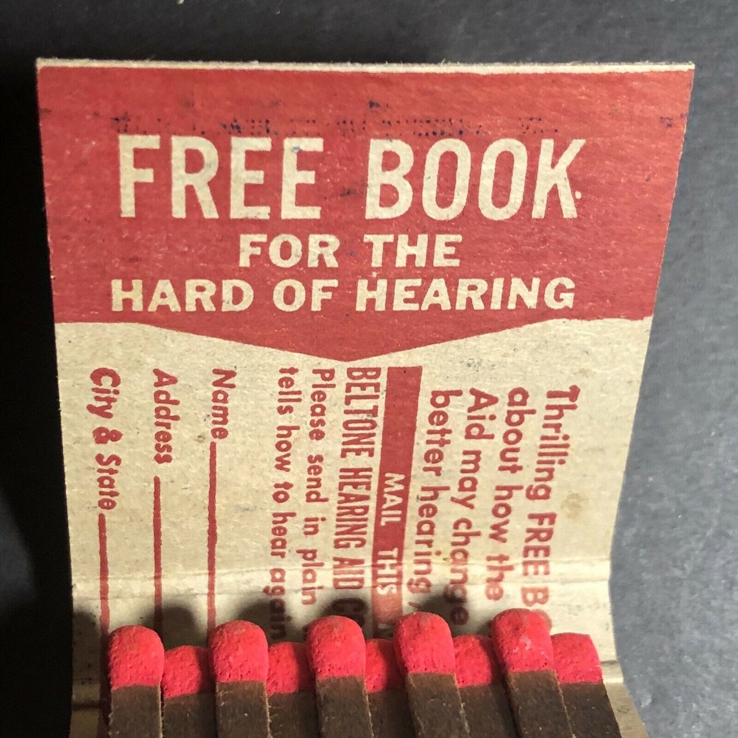 Beltone Hearing Aid "Hear Again" c1950's-60's Full Matchbook