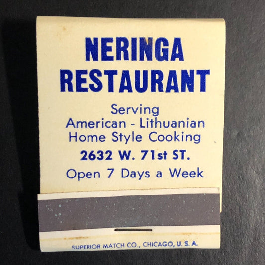 Neringa Restaurant Chicago Full Matchbook c1971-74 Sail Boat Scarce VGC
