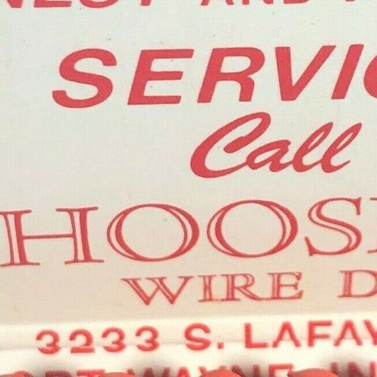 Fort Wayne, IN "Hoosier Wire Die" c1940's Full Matchbook