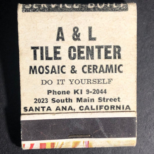A & L Tile Center Santa Ana, CA Matchbook c1950's-60's Full 20-Strike