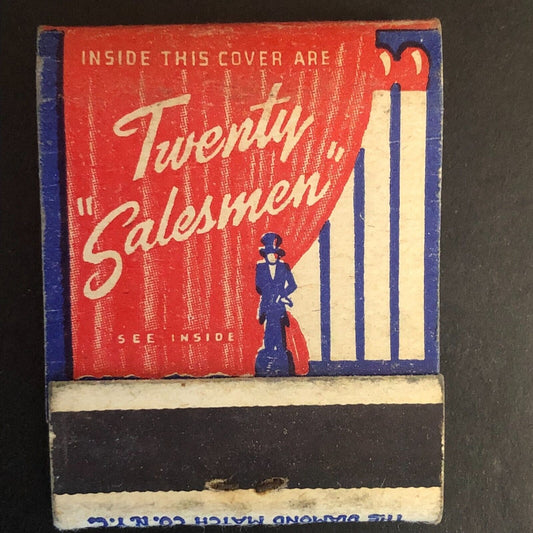 Diamond Match Co.'s "Twenty Salesmen" Full Matchbook c1940's-50's