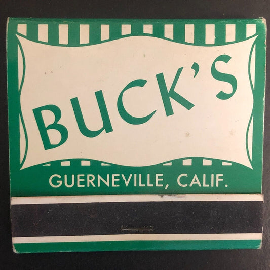 Guerneville, CA Buck's Restaurant Buchignani Full Matchbook c1940's-50's Scarce