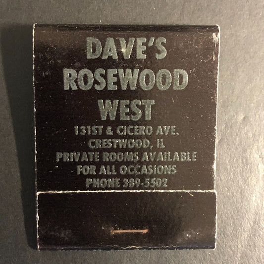 Dave's Rosewood West Restaurant Crestwood, IL  Full Matchbook c1974-80's
