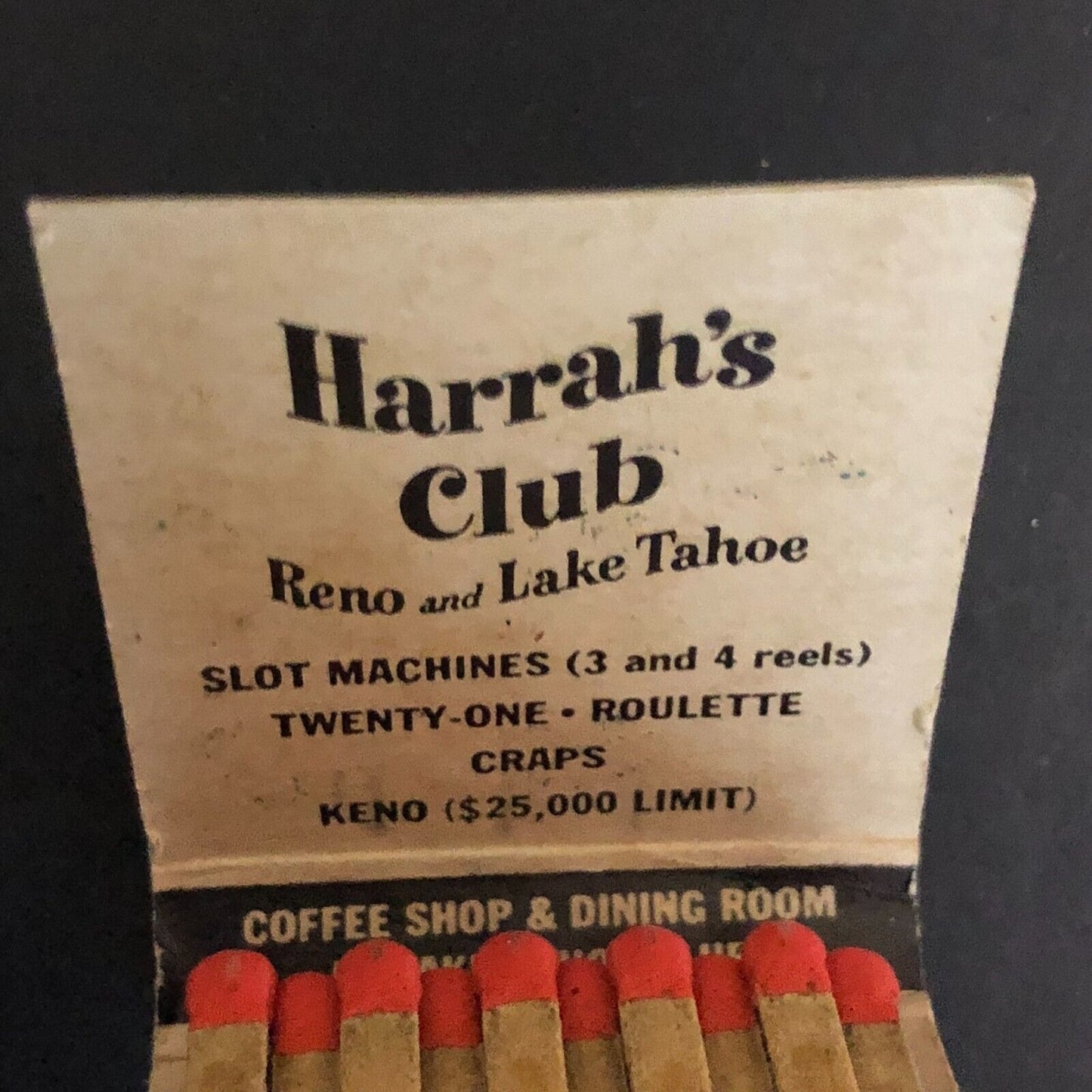 Harrah's Club Reno and Lake Tahoe Full Matchbook c1950's-60's Scarce