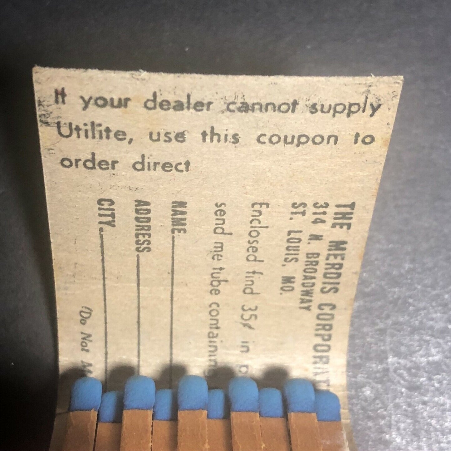 1930's-40's Full Matchbook "Utilite" Utility Light "Why Take Chances?"