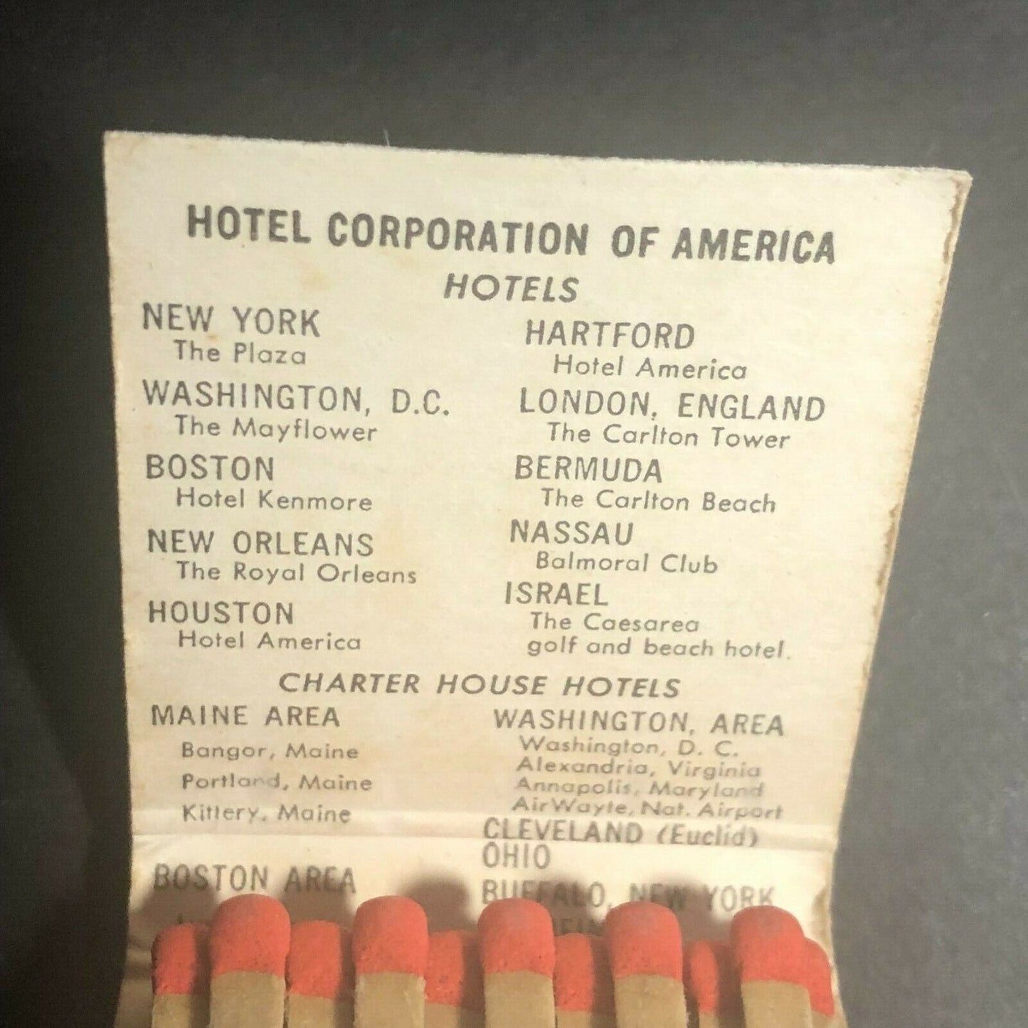 1960-70's Full Matchbook - "Rib Room" "Hotel Corporation Of America"