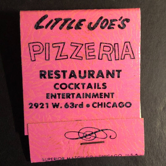 Little Joe's Pizzeria Restaurant Chicago Full Matchbook c1971-73 Scarce / Green