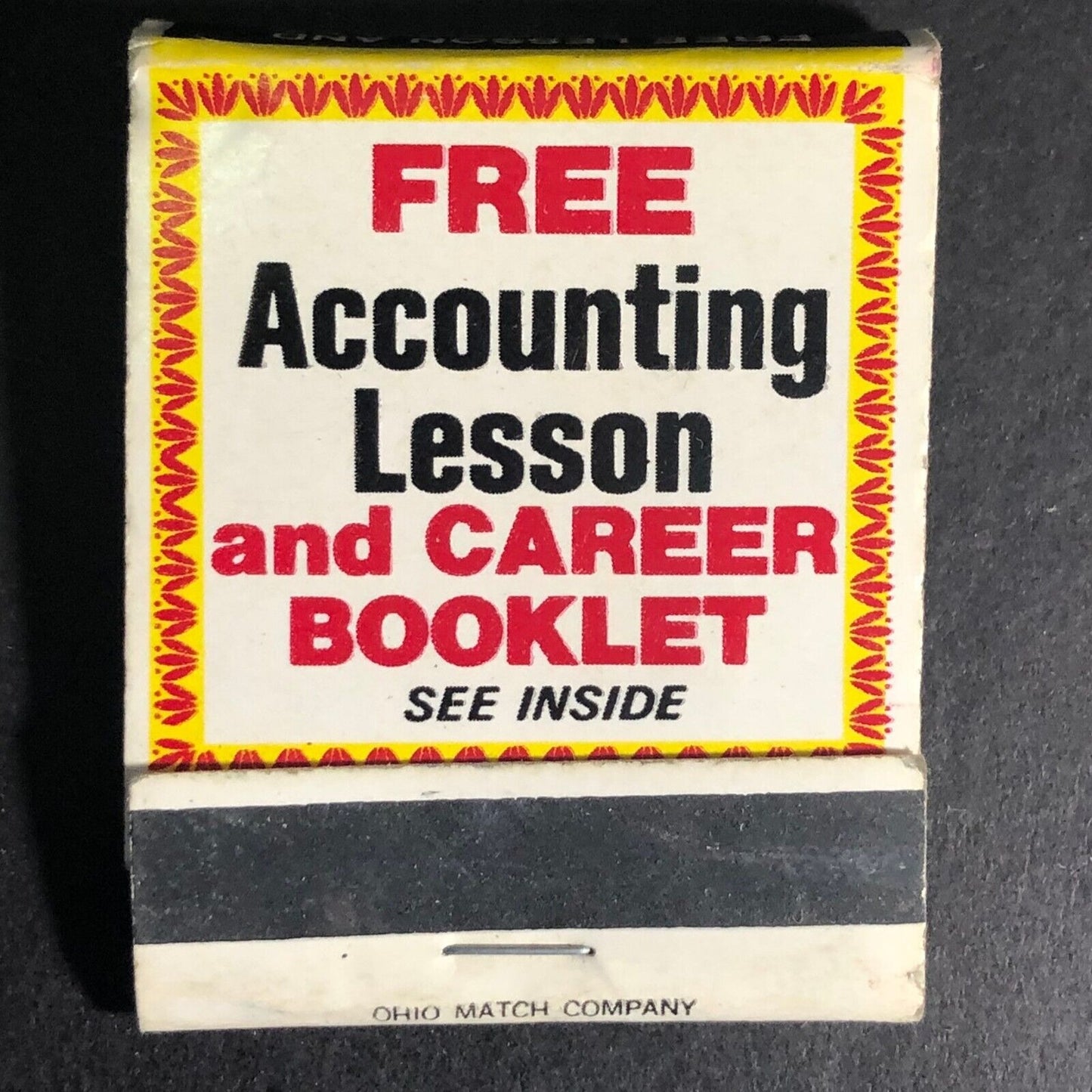 Free Accounting Lesson Mail-in Offer 20-Strike -1 Matchbook c1965-73 VGC