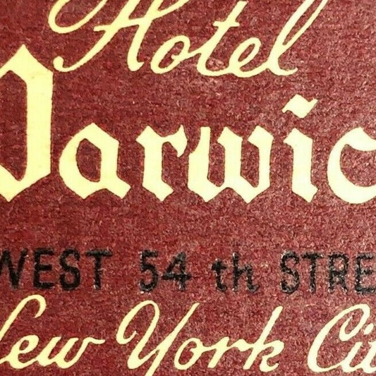 1940's-50's Full Matchbook "Hotel Warwick" "Raleigh Room" West 54th St. NYC