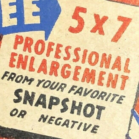 1940's-50's Full Matchbook "Free 5 x 7 Enlargement" Offer Hollywood, CA