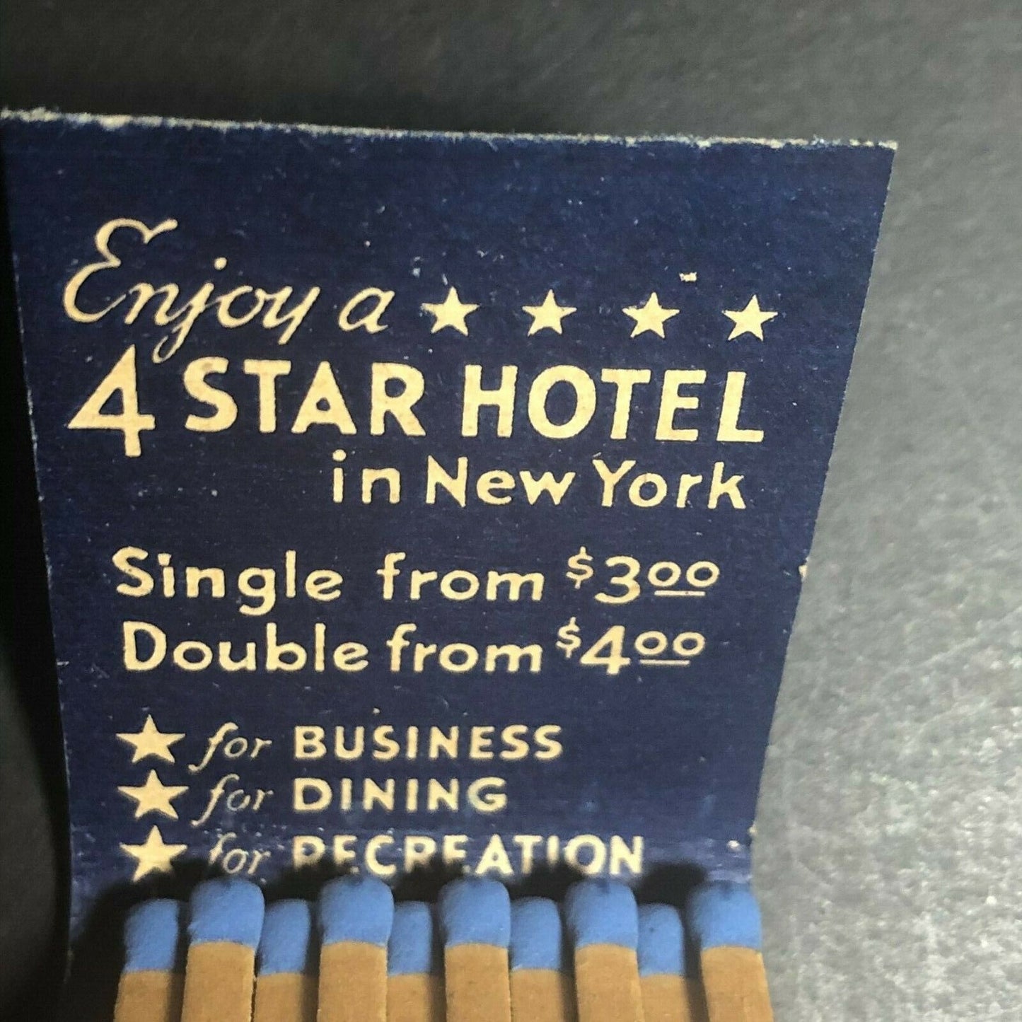 "Hotel Lincoln" 44-45th & 8th Ave NYC Scarce c1930's-40's Full Matchbook