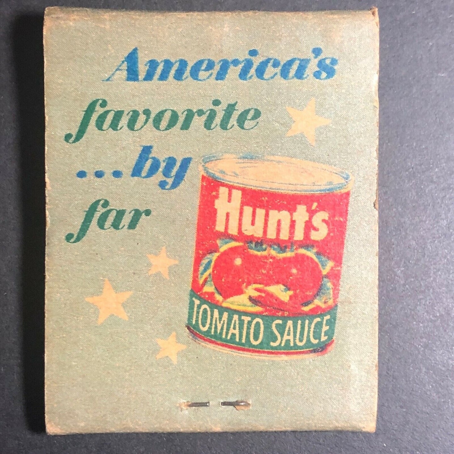 Hunt's Tomato Sauce w/ Friday Night Steaks Recipe c1960's Full Matchbook