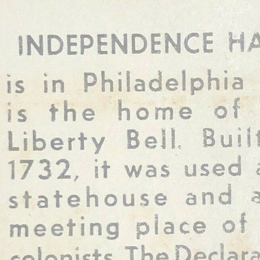 1960's-70's Full Matchbook "Historic America" Series "Independence Hall"