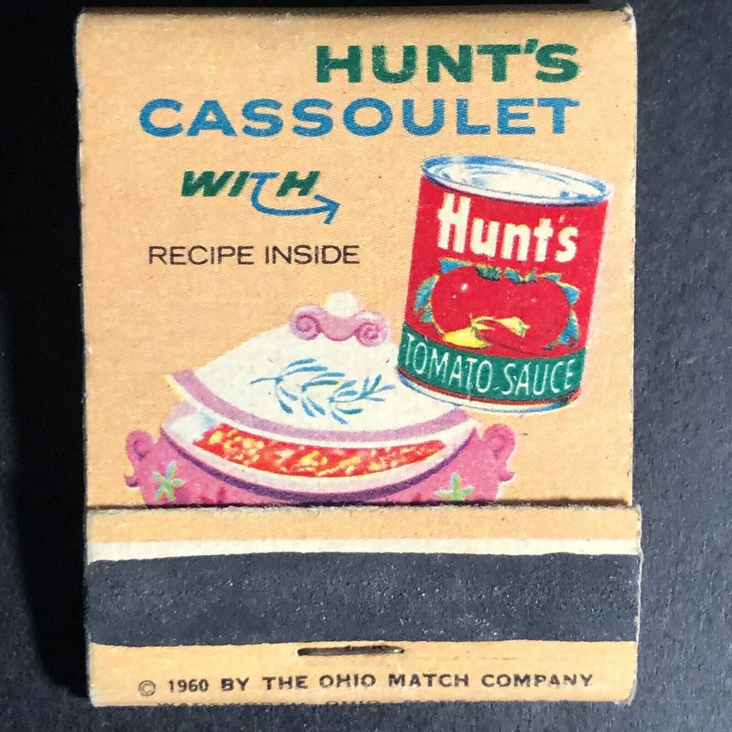 Hunt's Tomato Sauce - w/ Cassoulet Recipe Matchbook c1960 VGC