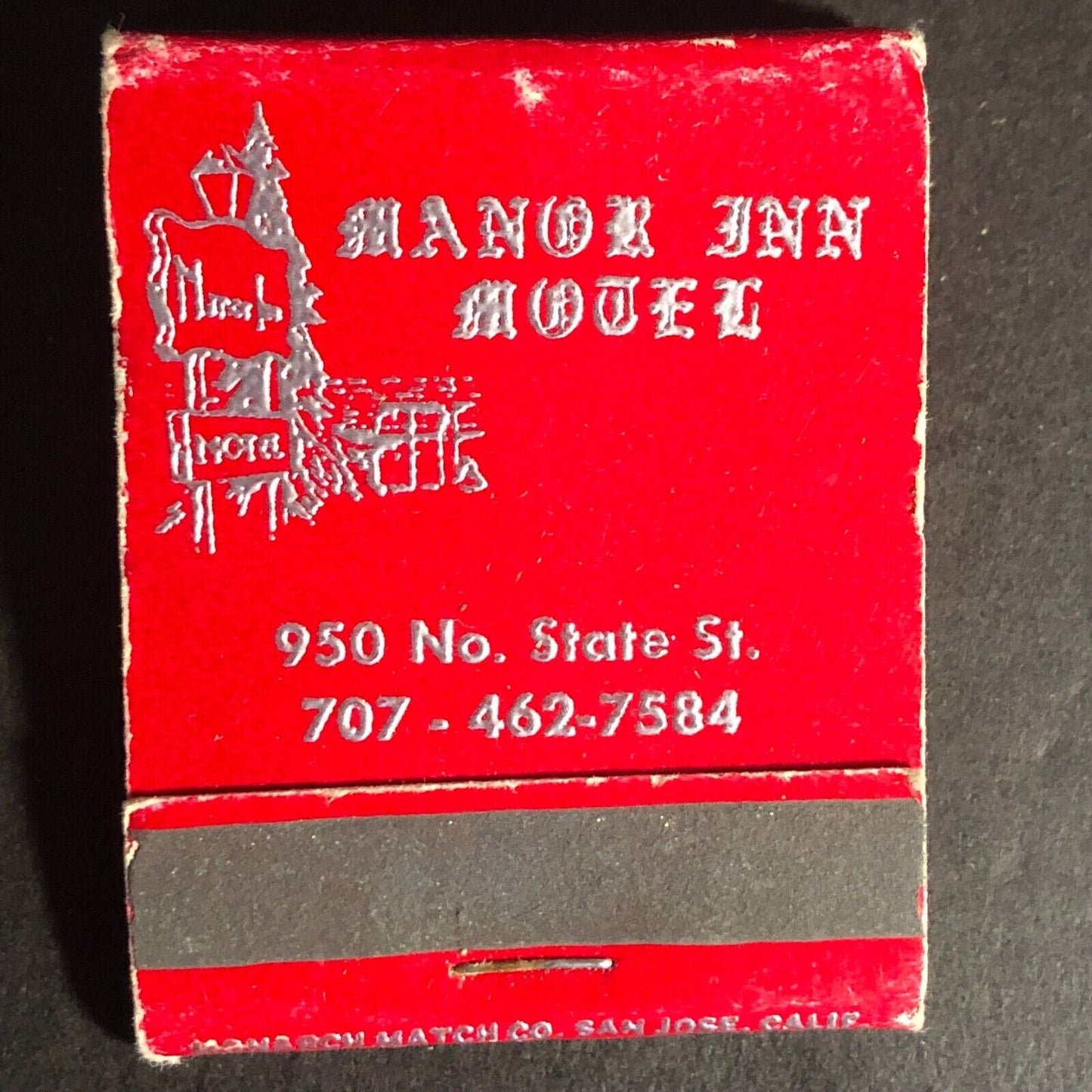 Manor Inn Motel Ukiah, CA 20-Strike Full Matchbook c1940's