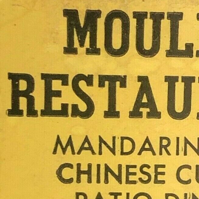 Sunset Blvd. Hollywood Mouling Restaurant"c1950's-60's Full Matchbook