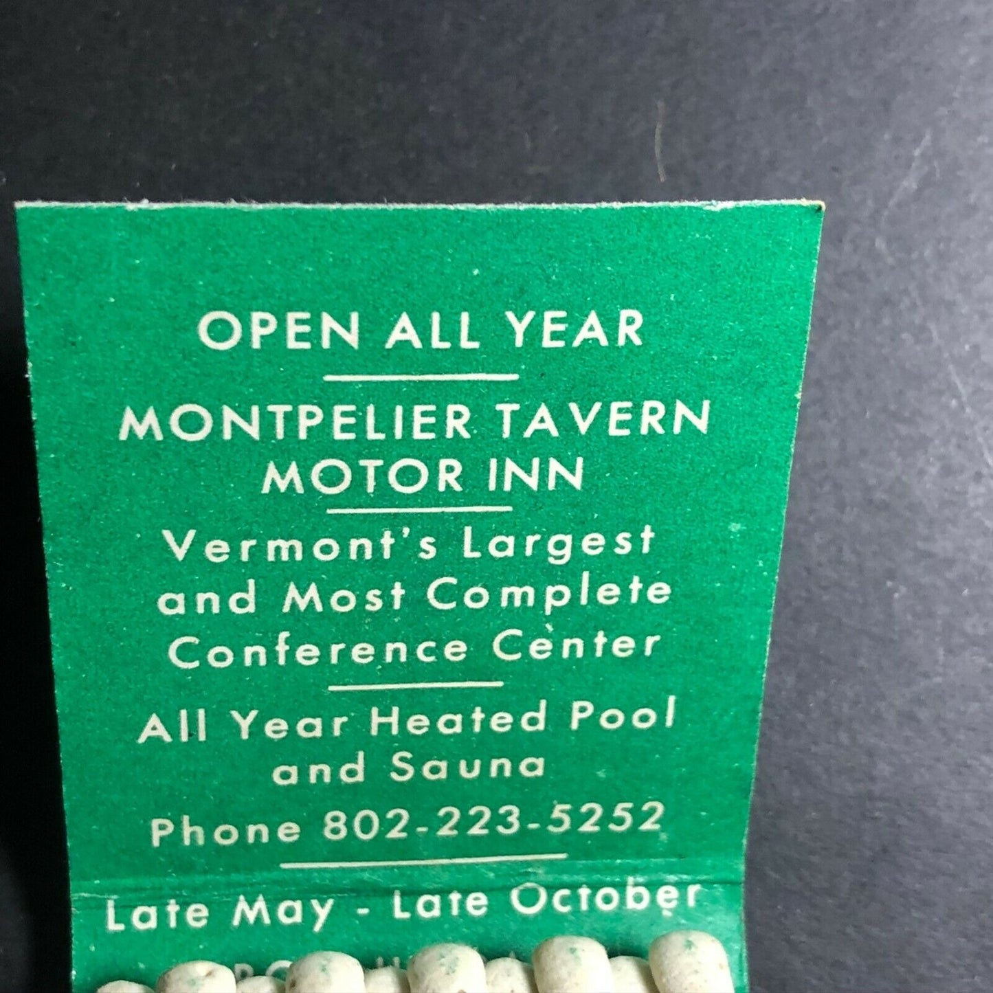 Montpelier Tavern Motor Inn Vermont c1960's-70's Full Matchbook