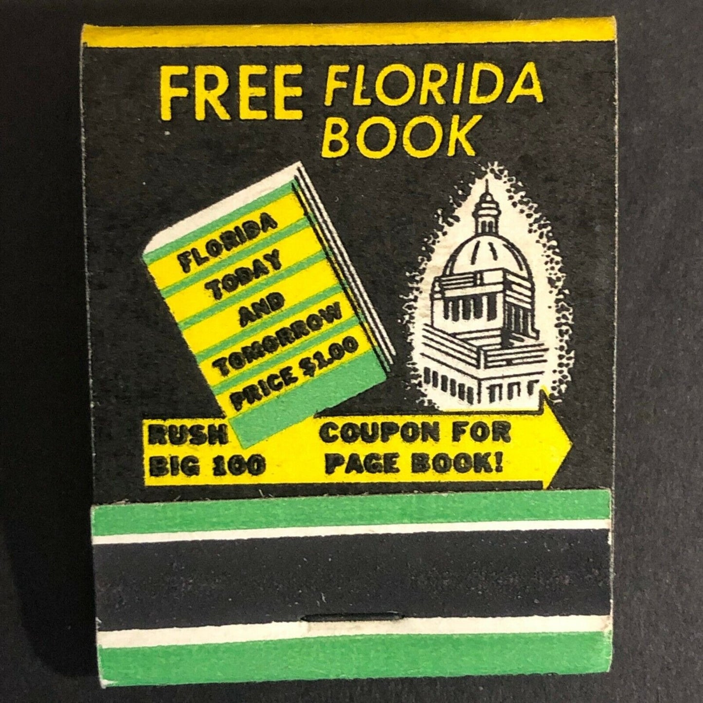 Vintage c1960's Full Matchbook "Free Florida Confidential Facts Book" Mail Offer