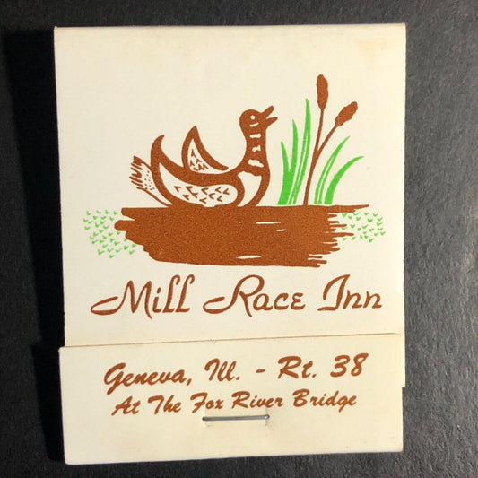 Mill Race Inn / Mill Grill Geneva, IL  Full Matchbook c1974-80's w/ Bird