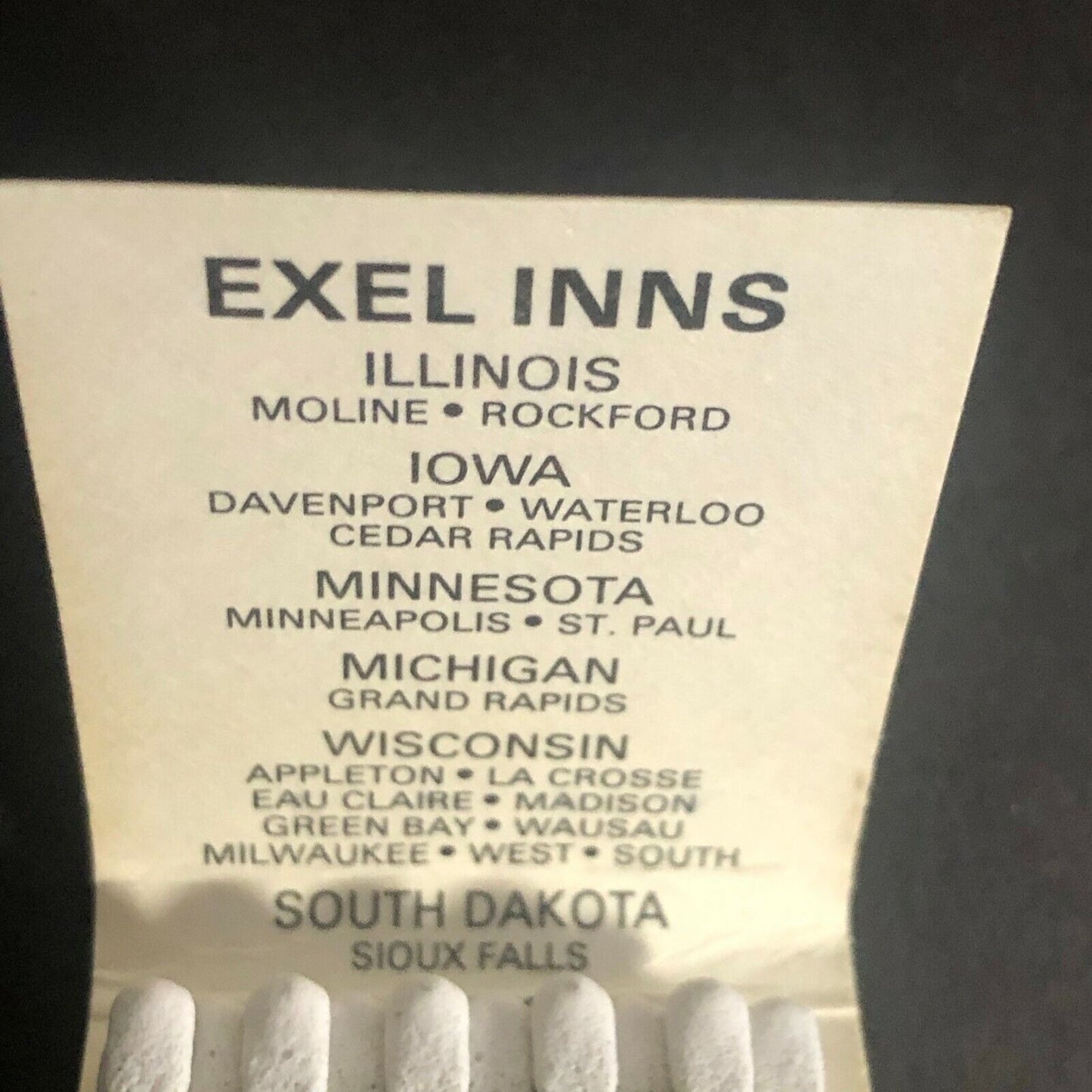 "Exel Inn" Wisconsin Illinois Iowa c1970's-80's Full Matchbook