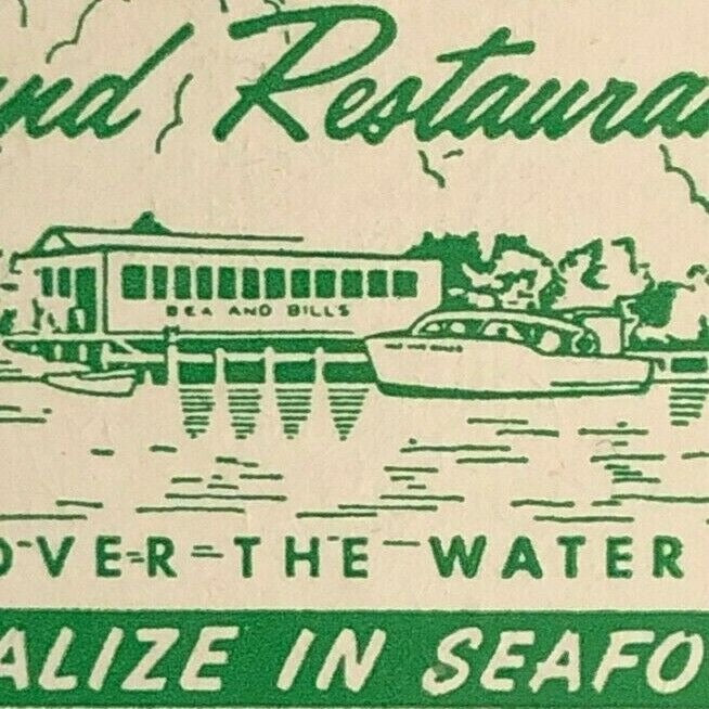 Vintage c1960's Full Matchbook Bea & Bill's Happyland Restaurant Sarasota, FL