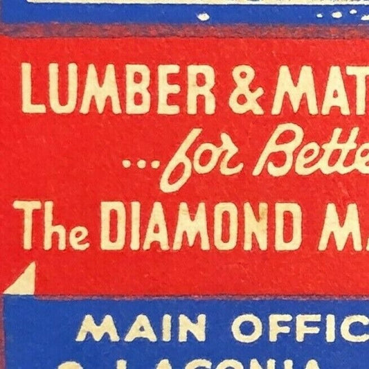 Diamond Match Co. Lumber Dept. New England Stores c1940's-50's Full Matchbook