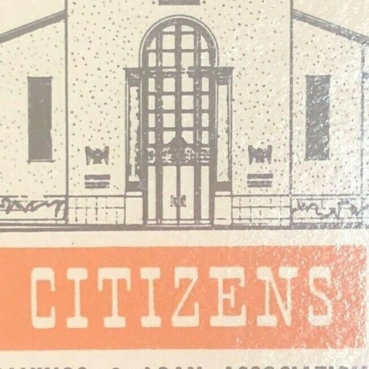 1960's-70's Full Matchbook "Citizens Savings and Loan" Santa Barbara, CA