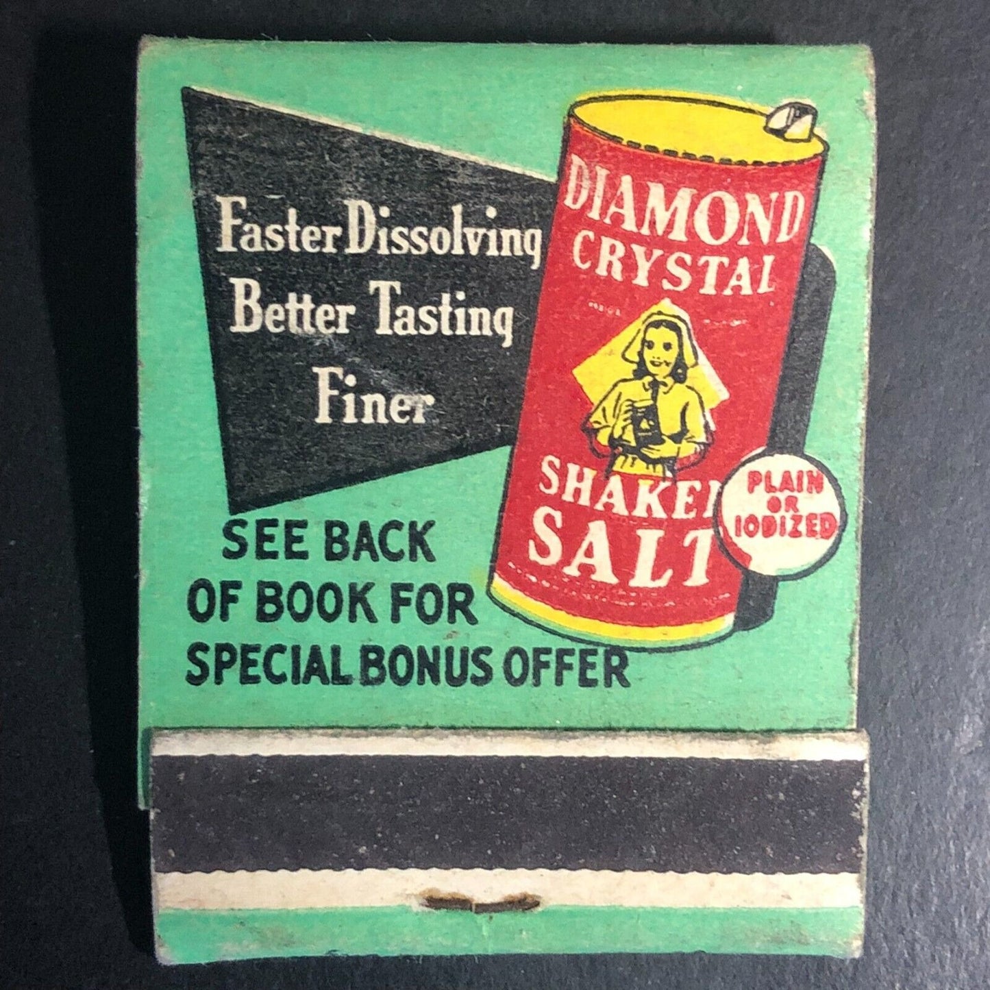 Diamond Crystal Shaker Salt Mail-in Offer Full Matchbook c1950's