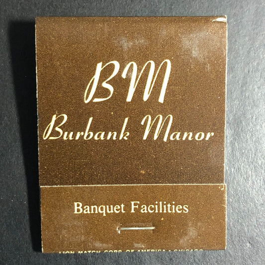 Burbank Manor / Restaurant Illinois Full Matchbook c1974-80's