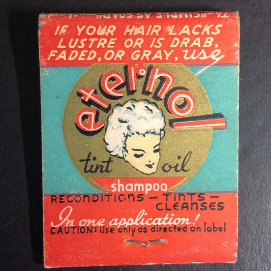 Los Angeles Rampart Beauty Studio / Eternol Tint Oil  Full Matchbook c1950's-60s