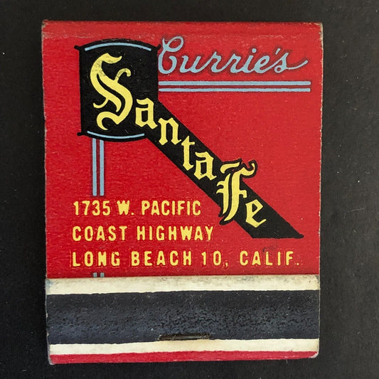 Long Beach, CA Currie's Santa Fe Restaurant Full Matchbook c1950's Scarce