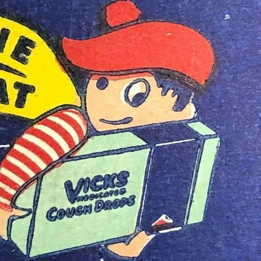 1940-50's Full Matchbook Advertising - Vicks Inhaler & Medicated Cough Drops
