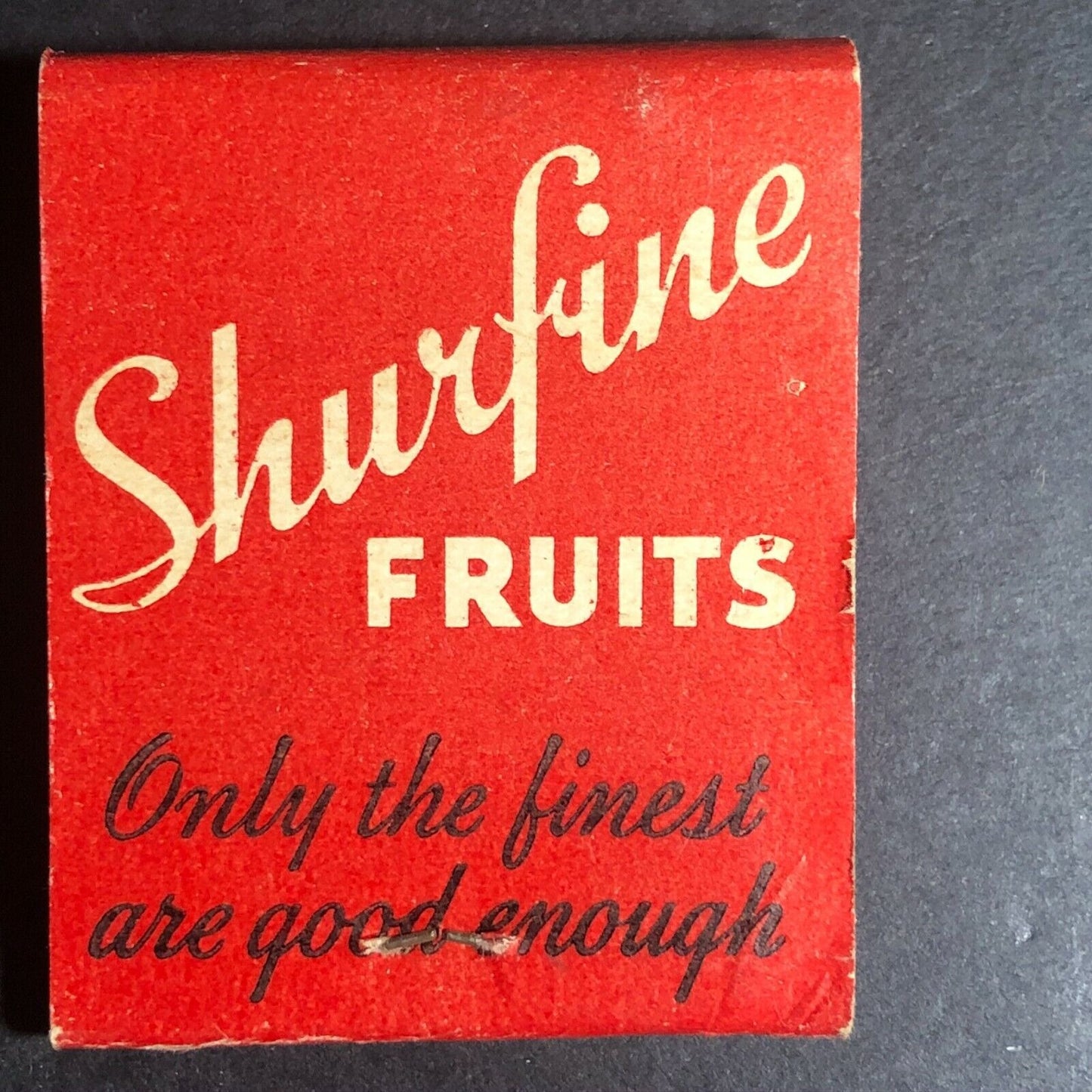 Scarce 1930's-40's Full Matchbook Shurfine Fruits Peaches