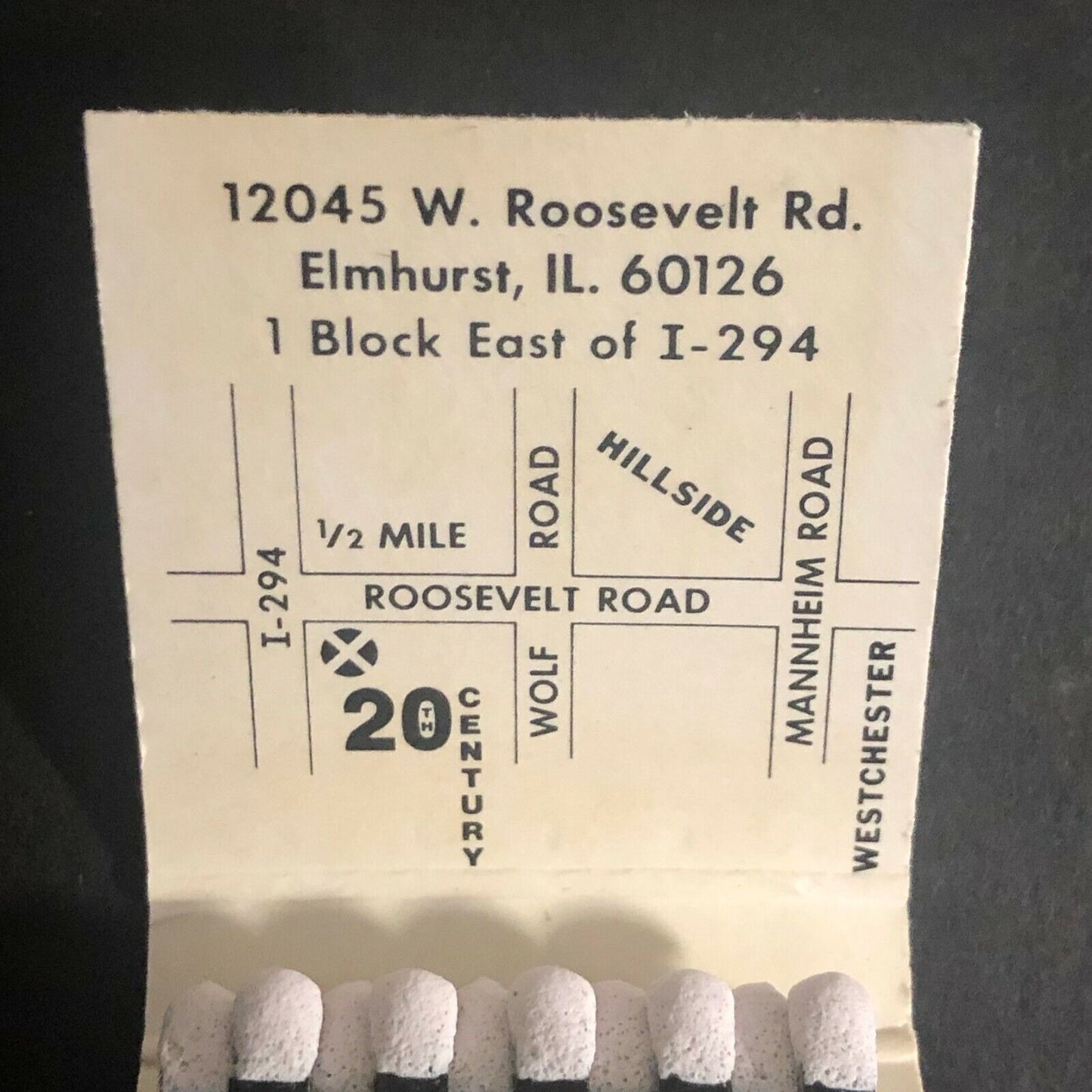 Elmhurst, IL 20th Century Restaurant c1970's-80's Full Matchbook