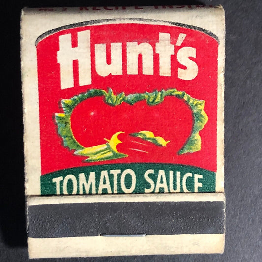 Hunt's Tomato Sauce - Peaches w/ Macaroni Loaf Recipe Matchbook c1960's VGC
