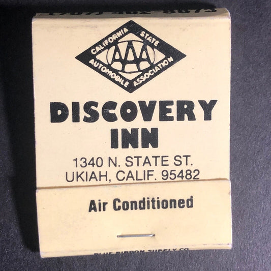 Discovery Inn Ukiah, CA 20-Strike Matchbook c1975-85 VGC