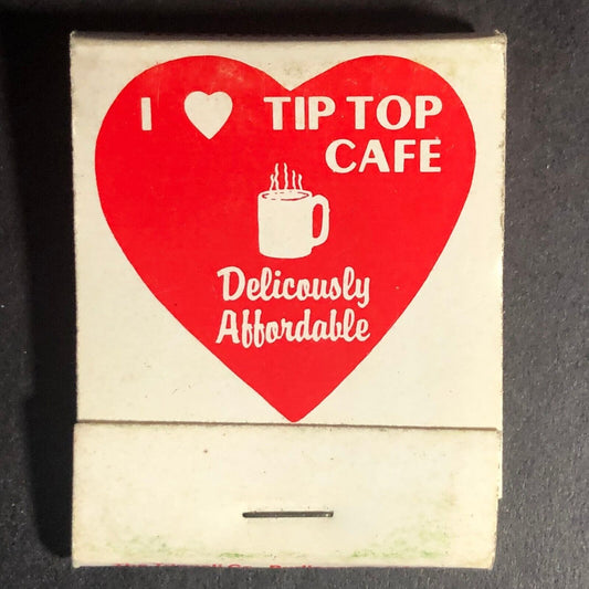 I Love Tip Top Cafe Healdsburg, CA Full 20-Strike Matchbook c1975-85 VGC Heart