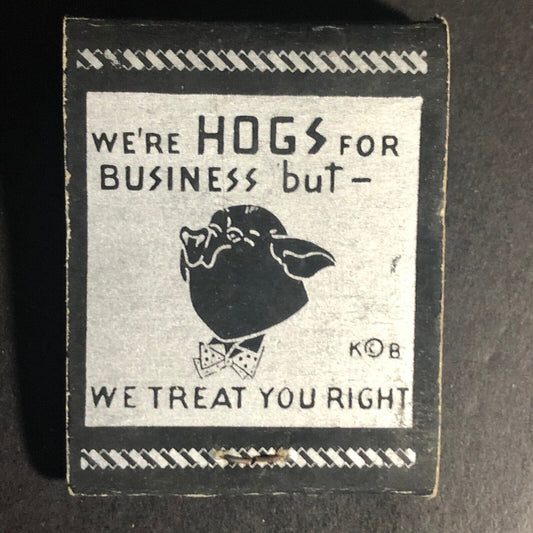 Brooker's Motel Belle Fourche, SD 20-Strike Full Matchbook c1940's Scarce "Hog"