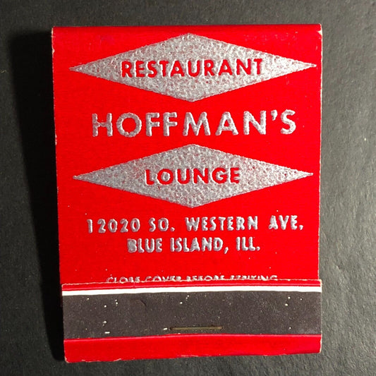 Hoffman's Restaurant Lounge Blue Island, IL Full Matchbook c1973-80's - Scarce