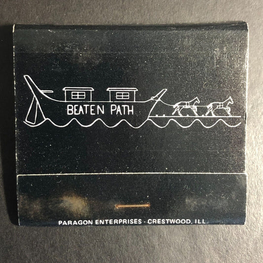 Beaten Path Restaurant Lemont, IL Full Matchbook c1974-80's Horses Boat