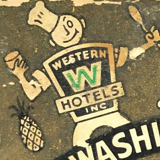 New Washington Hotel Seattle 20-Strike Matchbook c1940's-50's Scarce