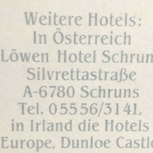 1970's-80's Full Matchbook - Interalpen-Hotel Tyrol Austria - Wood Match Sticks